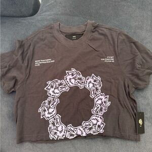 Darc Sport Black Crop Top with Wolf Design